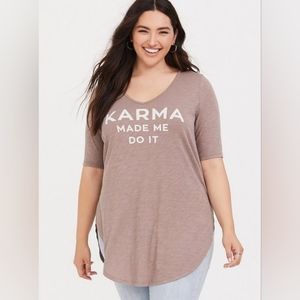 Torrid Taupe Karma V-Neck Long Tunic Tee Size 3